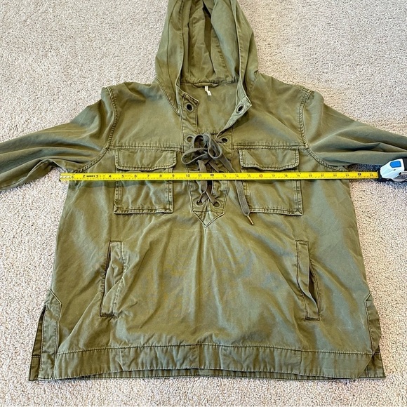 Free People Army Green Safari Lace-Up Hooded Plunge Pullover - Picture 8 of 11